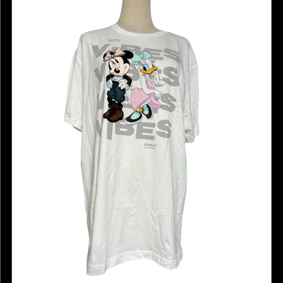 Disney Parks 2024 Minnie Mouse Daisy Good Vibes Only T-shirt White large - Picture 1 of 6